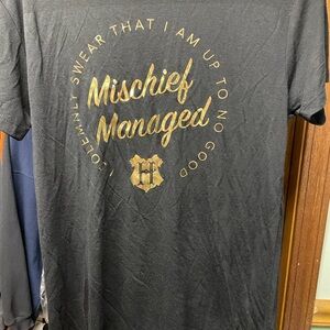 Warner Bros Black and Gold Mischief Managed Tee